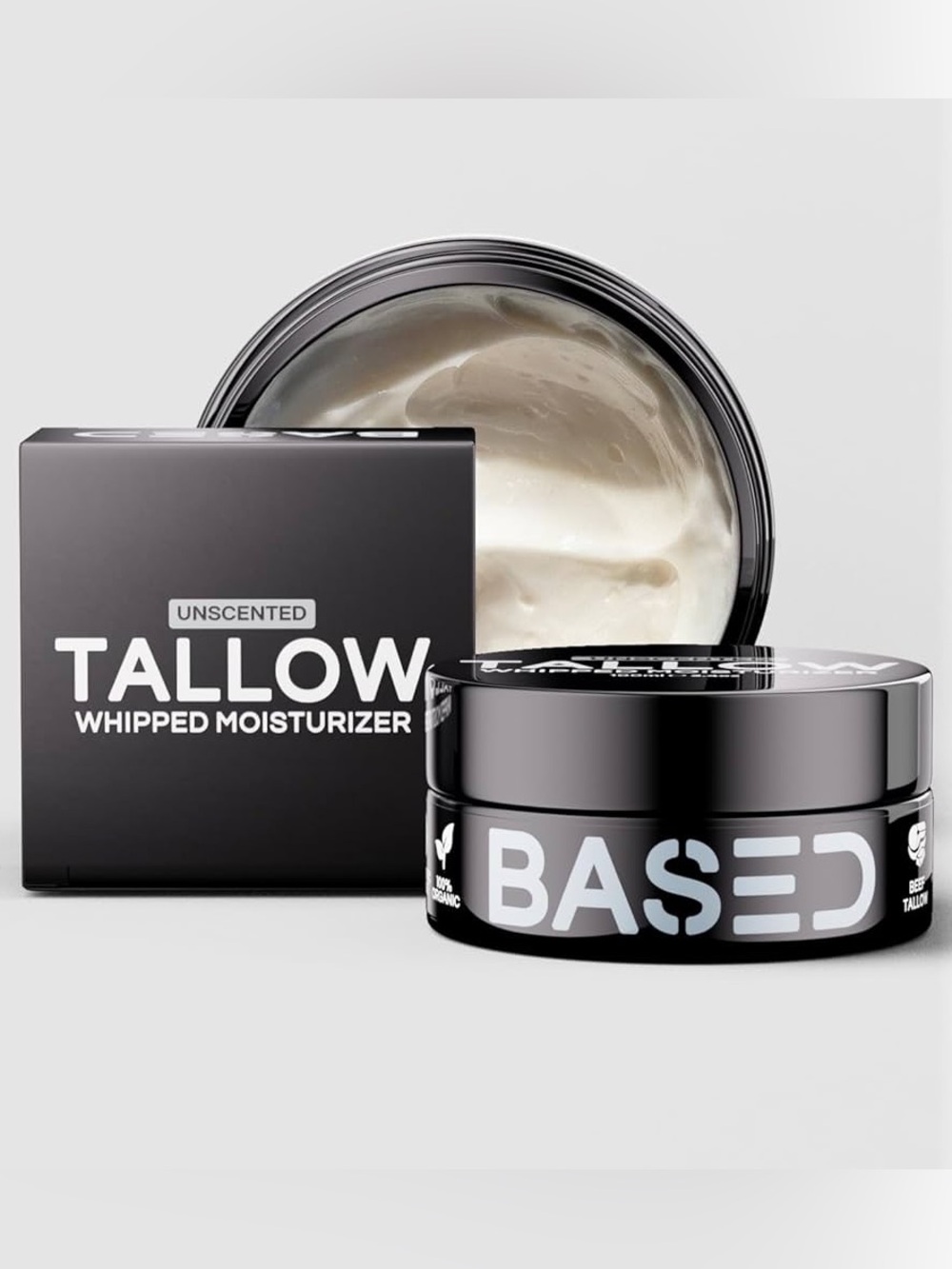 BASED BODYWORKS Whipped Tallow Moisturizer 3.4oz Clean Skincare Face+Body Cream